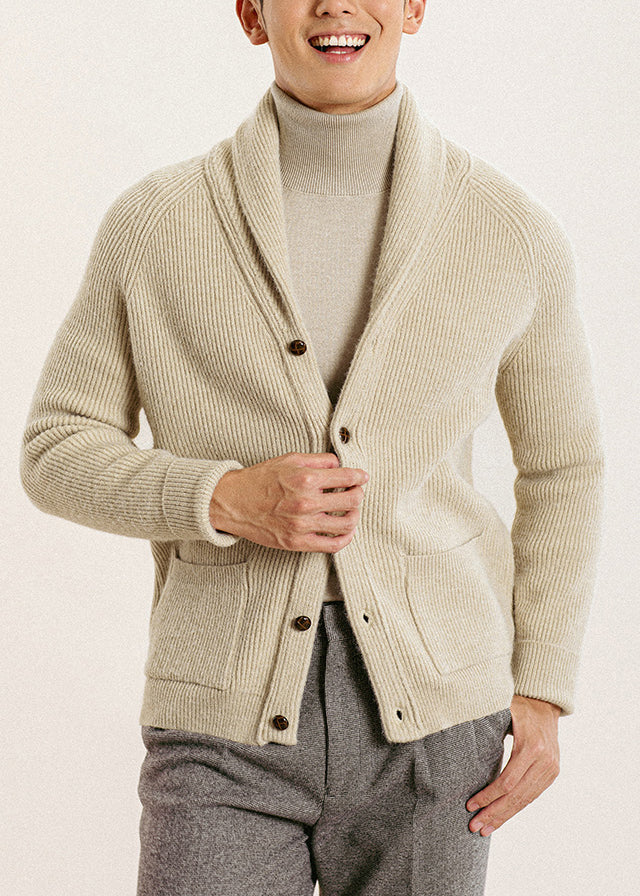 Slim Fit Navy Peter Pan Collar Button Knit Men Cardigans Fall