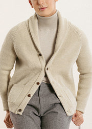 Slim Fit Navy Peter Pan Collar Button Knit Men Cardigans Fall