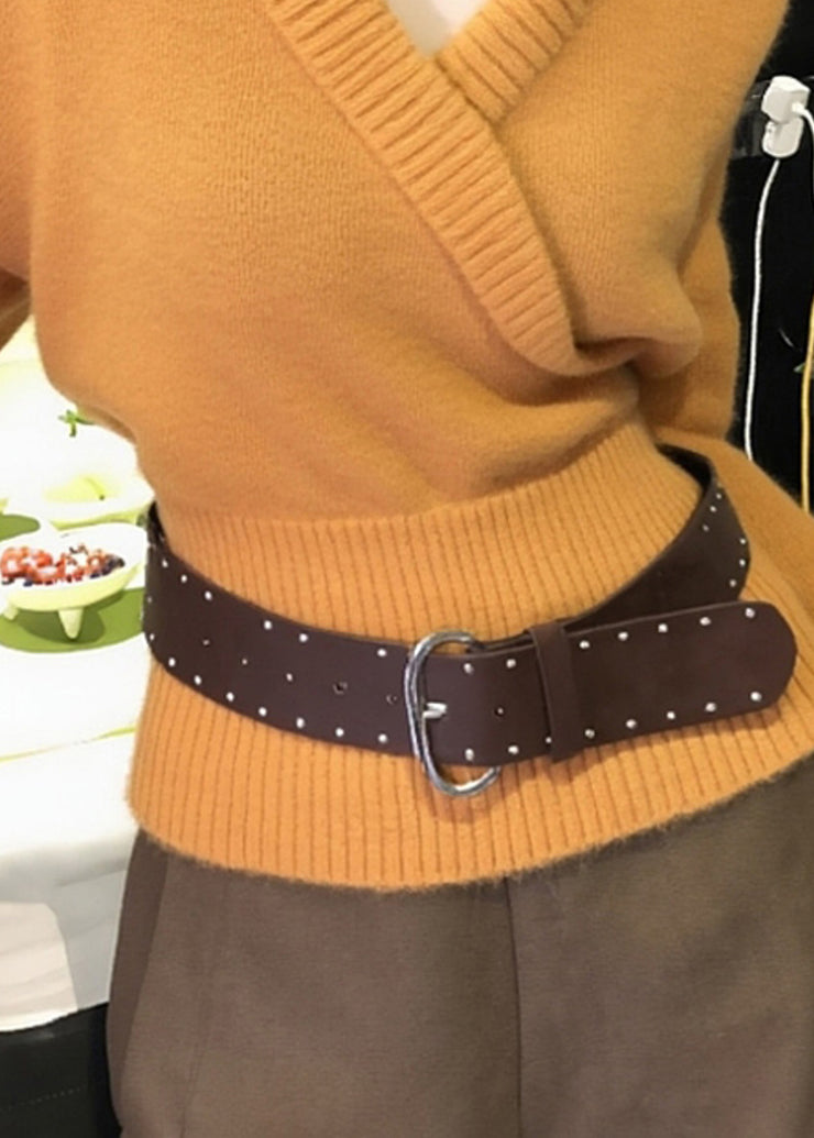 Slim Fit Orange V Neck Cozy Knit Sweater Fall