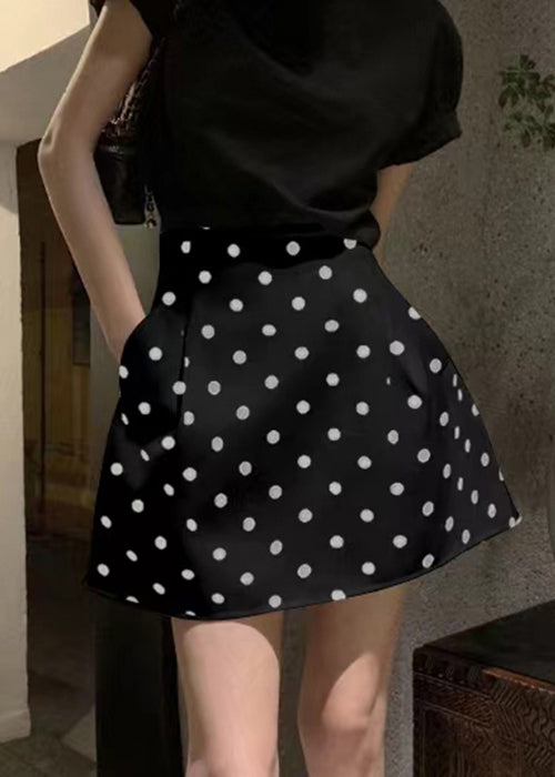 Slim Fit Red Dot Pockets High Waist Cotton Skirt Summer