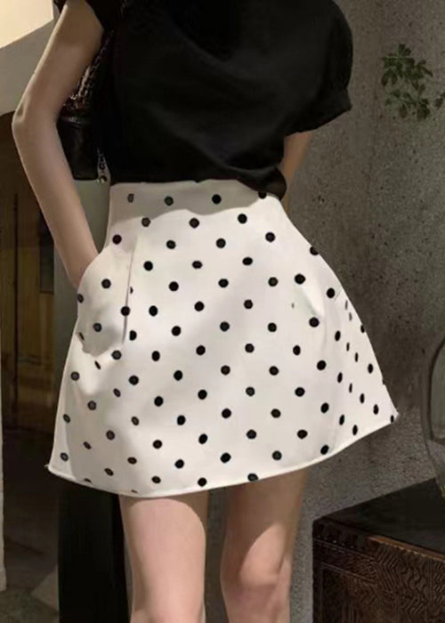 Slim Fit Red Dot Pockets High Waist Cotton Skirt Summer