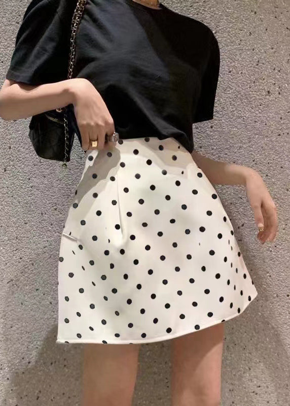 Slim Fit Red Dot Pockets High Waist Cotton Skirt Summer