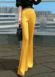 Slim Fit Red Pockets Elastic Waist Cotton Flare Bottoms Fall