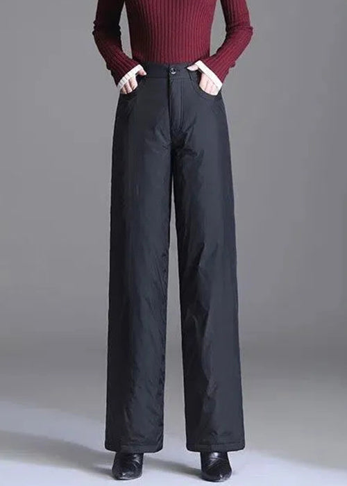 Slim Fit Red Pockets Solid Fine Cotton Filled Straight Pants Winter