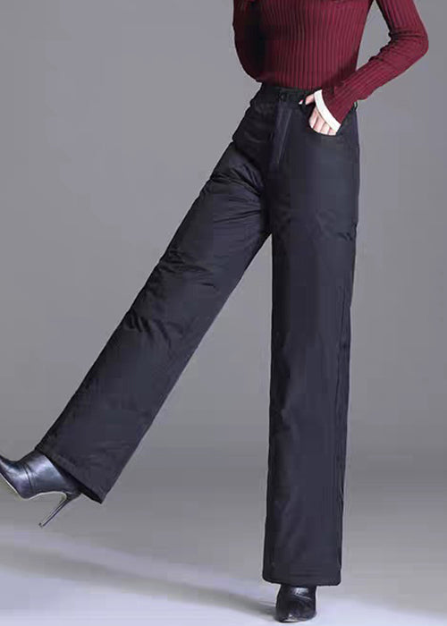 Slim Fit Red Pockets Solid Fine Cotton Filled Straight Pants Winter
