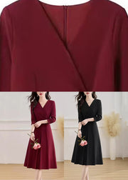 Slim Fit Red V Neck Maxi Dresses Fall