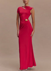 Slim Fit Rose Backless Original Design Cotton Maxi Dresses Summer