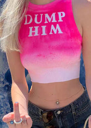 Slim Fit Rose Cold Shoulder Print Cotton Tops Sleeveless