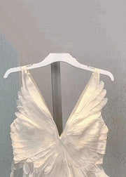 Slim Fit White Original Design Cotton Tank V Neck Sleeveless