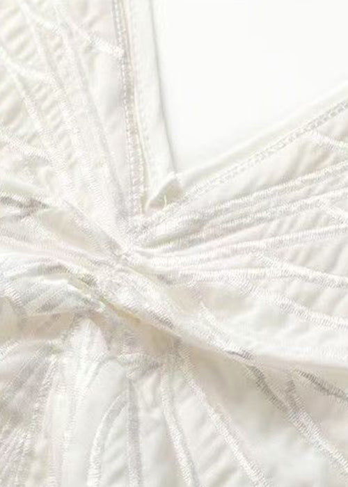 Slim Fit White Original Design Cotton Tank V Neck Sleeveless