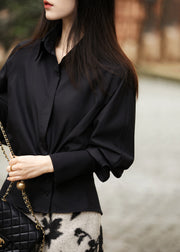 Slim Fit White Peter Pan Collar Button Cotton Shirt Fall