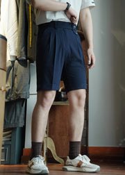 Slim Fit White Pockets High Waist Cotton Men Shorts Summer