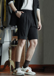 Slim Fit White Pockets High Waist Cotton Men Shorts Summer