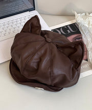 Spicy Girl Style Cat's Ears Black Faux Leather Beret Hat