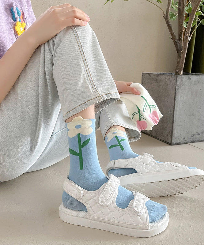 Spring And Autumn Versatile Tulip Flower Crew Socks