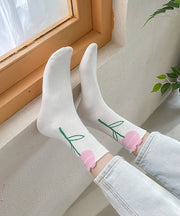 Spring And Autumn Versatile Tulip Flower Crew Socks