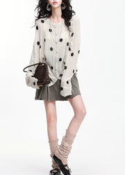 Style Beige Dot Oversized Knit UPF 50+Cardigan Spring