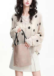 Style Beige Dot Oversized Knit UPF 50+Cardigan Spring