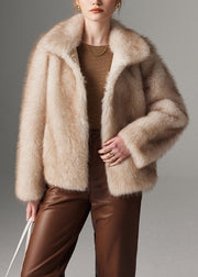 Style Beige Oversized Warm Faux Fox Fur Trench Winter