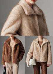 Style Beige Oversized Warm Faux Fox Fur Trench Winter