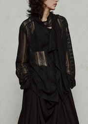 Style Black Bow Cozy Knit UPF 50+ Coat Jacket Fall