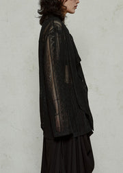 Style Black Bow Cozy Knit UPF 50+ Coat Jacket Fall