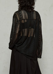 Style Black Bow Cozy Knit UPF 50+ Coat Jacket Fall