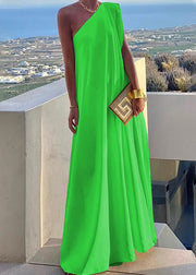 Style Black One Shoulder Cotton Long Party Dresses Summer