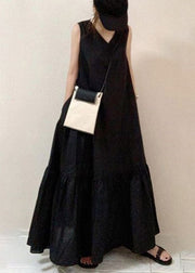 Style Black Oversized Exra Large Hem Cotton Holiday Dress Summer