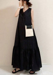 Style Black Oversized Exra Large Hem Cotton Holiday Dress Summer