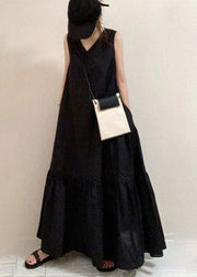 Style Black Oversized Exra Large Hem Cotton Holiday Dress Summer
