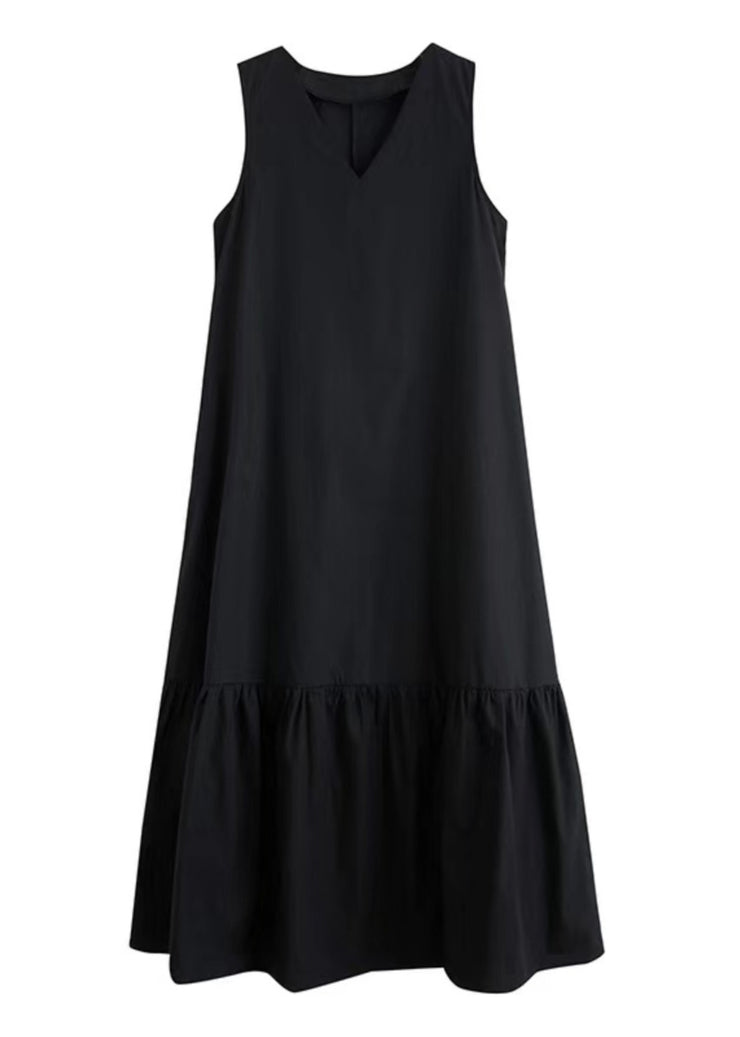 Style Black Oversized Exra Large Hem Cotton Holiday Dress Summer