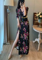 Style Black Print Tie Waist Holiday Dresses Summer