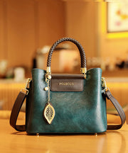 Style Black Solid Durable Calf Leather Tote Handbag