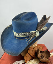 Style Black Versatile Decorated Woolen Cowboy Hat