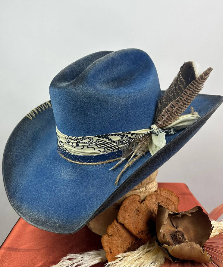 Style Black Versatile Decorated Woolen Cowboy Hat