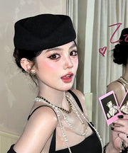 Style Black Woolen Beret Hat Hat