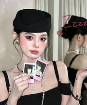 Style Black Woolen Beret Hat Hat