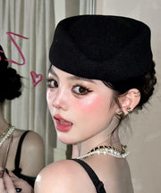Style Black Woolen Beret Hat Hat