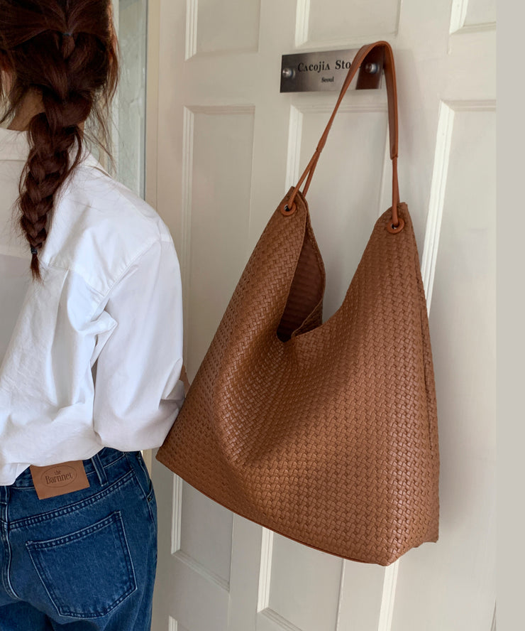 Style Brown Faux Leather Large Capacity Shoulder Bag