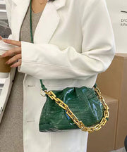 Style Coffee Solid Durable Chain Linked Faux Leather Tote Bag