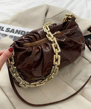 Style Coffee Solid Durable Chain Linked Faux Leather Tote Bag