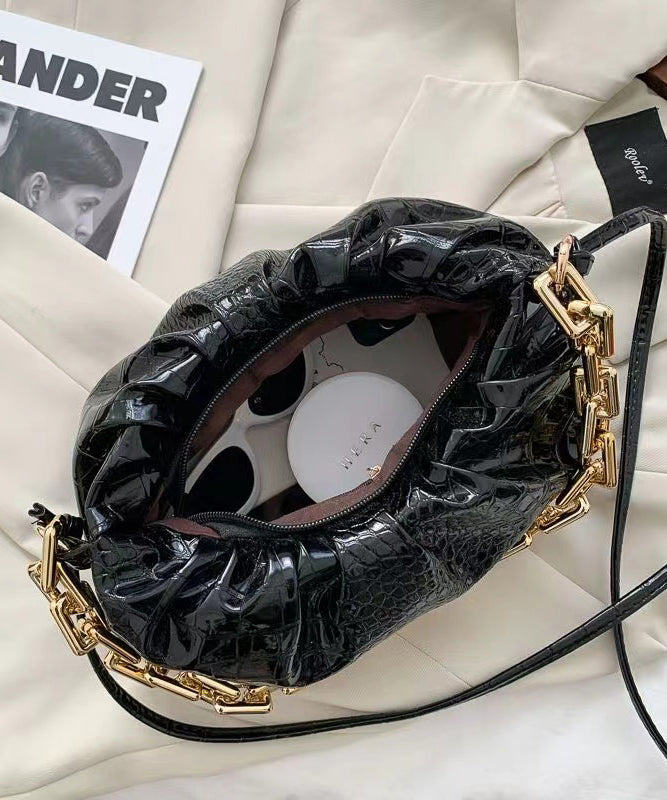 Style Coffee Solid Durable Chain Linked Faux Leather Tote Bag