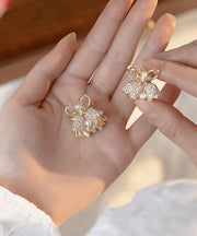 Style Gold Alloy Zircon Pearl Lily Of The Valley Hairpin