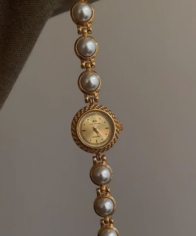 Style Gold Stainless Steel Pearl Quartz Movement Watches