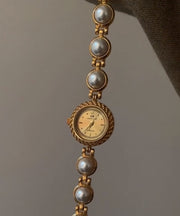 Style Gold Stainless Steel Pearl Quartz Movement Watches