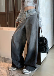 Style Gradient Color Patchwork Denim Wide Leg Pants Fall