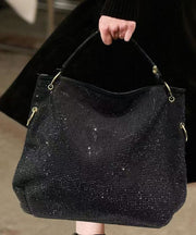 Style Leopard Print Rhinestone Large Capacity Faux Leather Tote Handbag