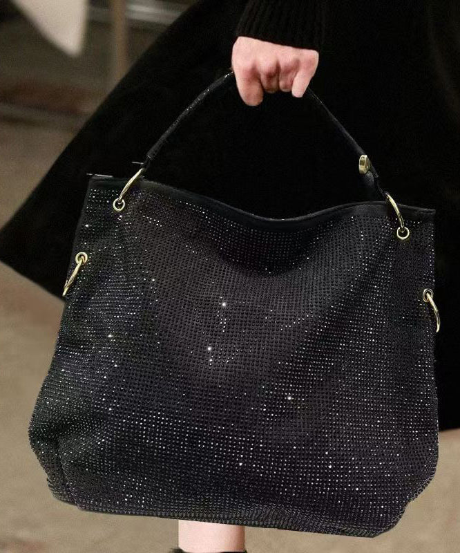 Style Leopard Print Rhinestone Large Capacity Faux Leather Tote Handbag