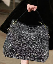 Style Leopard Print Rhinestone Large Capacity Faux Leather Tote Handbag